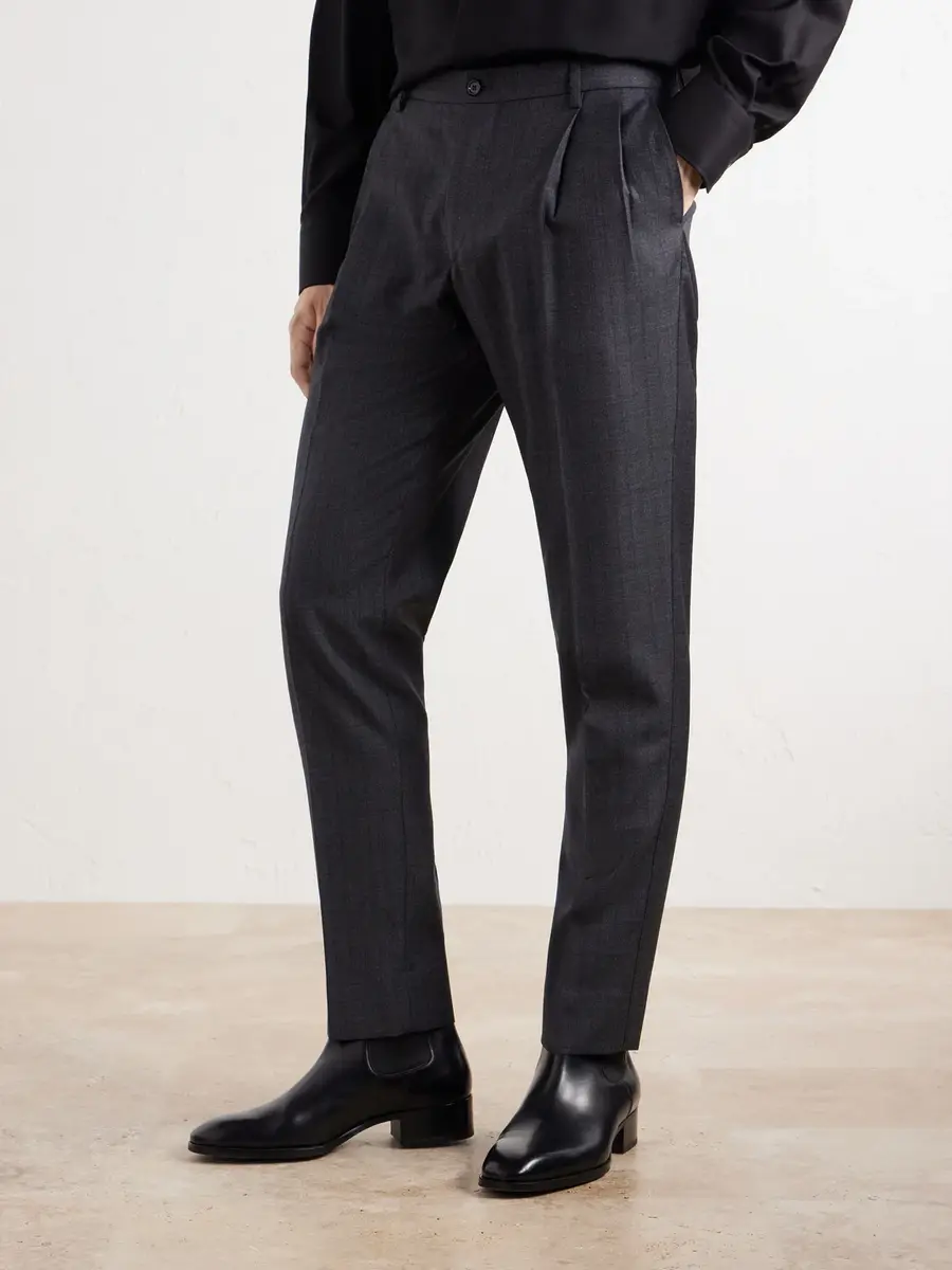 Dolce & Gabbana Straight-Leg Pleated Pinstriped Virgin Wool Trousers - Men | Thumbnail 3 Dolce & Gabbana Straight-Leg Pleated Pinstriped Virgin Wool Trousers - Men | Thumbnail 3