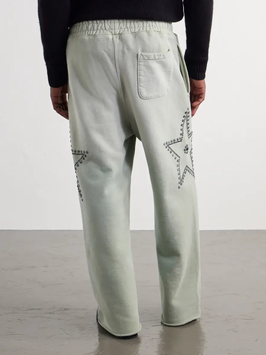 Satoshi Nakamoto Wide-Leg Studded Cotton-Jersey Sweatpants - Men | Thumbnail 4 Satoshi Nakamoto Wide-Leg Studded Cotton-Jersey Sweatpants - Men | Thumbnail 4