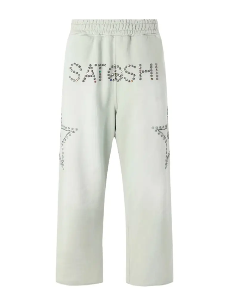 Satoshi Nakamoto Wide-Leg Studded Cotton-Jersey Sweatpants - Men | Image 1 Satoshi Nakamoto Wide-Leg Studded Cotton-Jersey Sweatpants - Men | Image 1