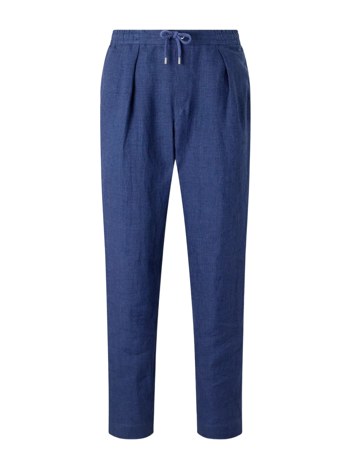 Straight-Leg Pleated Prince of Wales Checked Linen Drawstring Trousers - Men