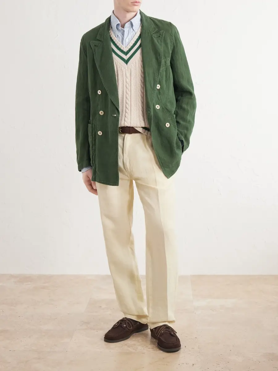 Drake's Games Double-Breasted Linen Blazer - Men | Thumbnail 2