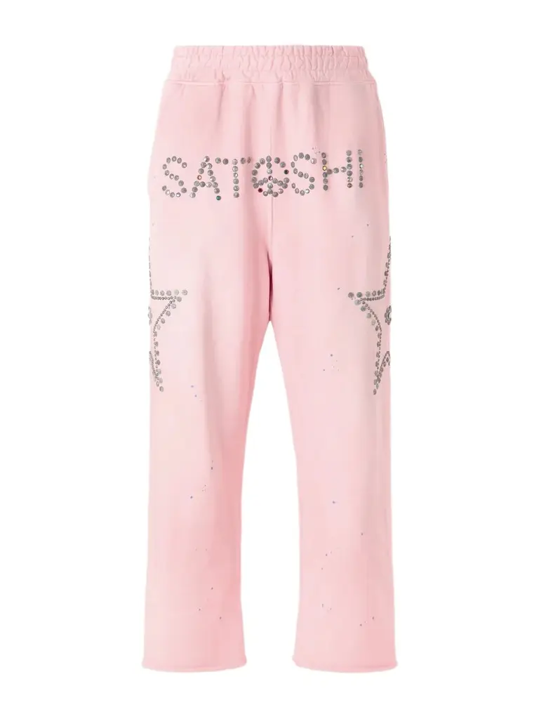 Satoshi Nakamoto Wide-Leg Studded Cotton-Jersey Sweatpants - Men | Image 1 Satoshi Nakamoto Wide-Leg Studded Cotton-Jersey Sweatpants - Men | Image 1