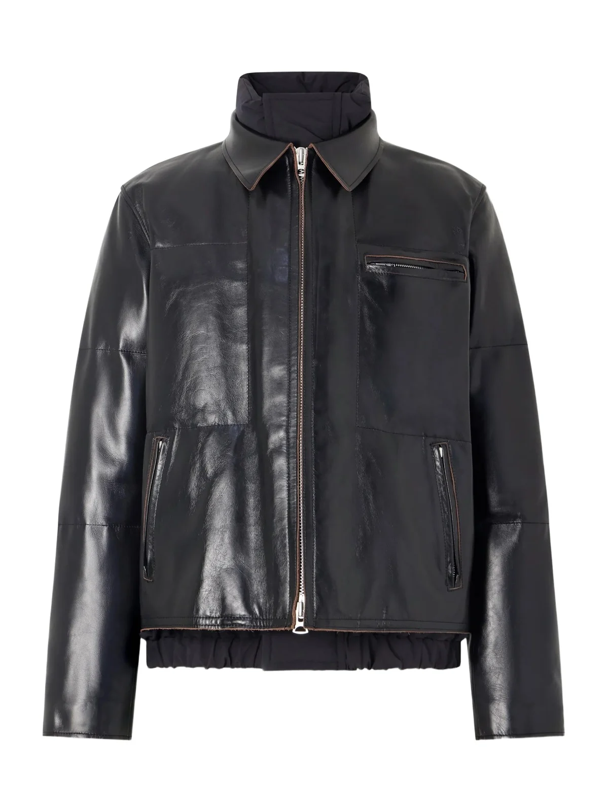 Leather Down Jacket - Men Leather Down Jacket - Men