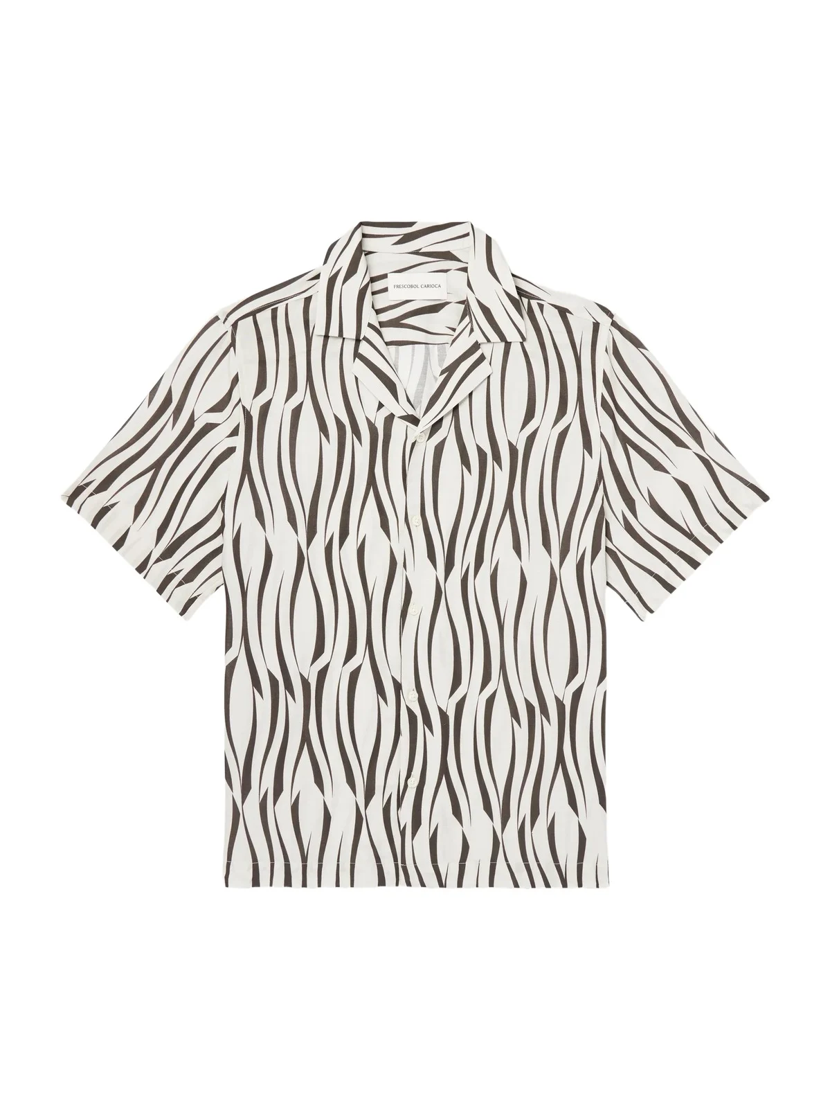 Frescobol Carioca Roberto Camp-Collar Printed Lyocell and Linen-Blend Shirt - Men