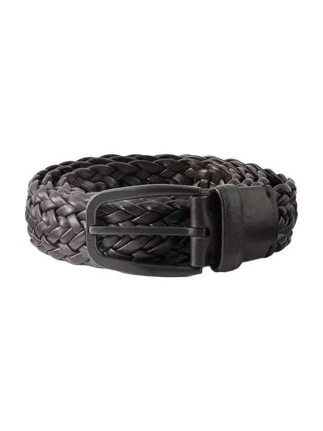 3.2cm Braided Leather Belt - Men 3.2cm Braided Leather Belt - Men