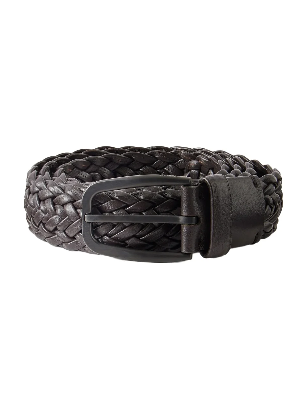 3.2cm Braided Leather Belt - Men