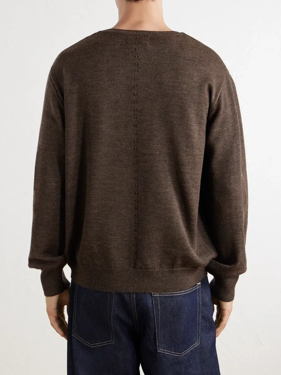 Folk Perforated Mélange Merino Wool Sweater - Men | Thumbnail 4 Folk Perforated Mélange Merino Wool Sweater - Men | Thumbnail 4