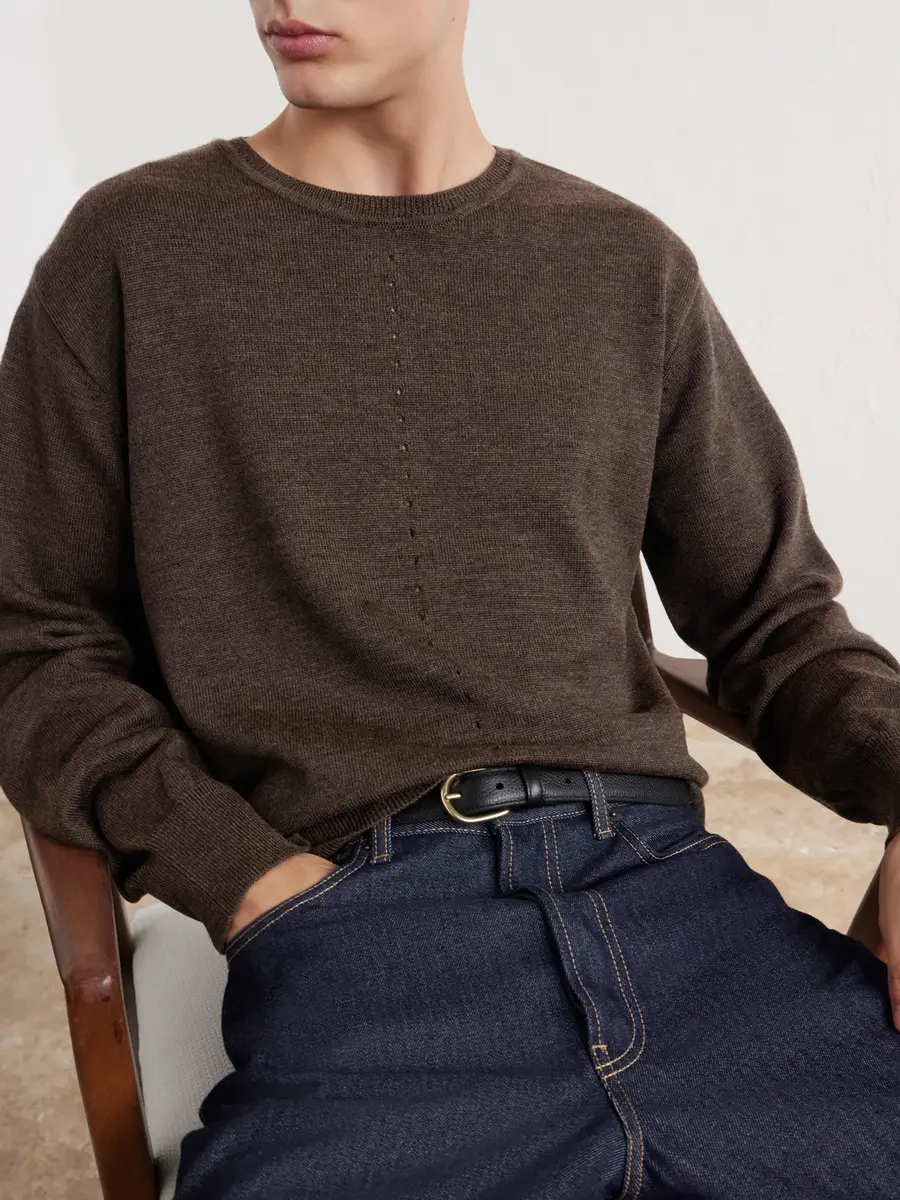 Folk Perforated Mélange Merino Wool Sweater - Men | Thumbnail 5 Folk Perforated Mélange Merino Wool Sweater - Men | Thumbnail 5
