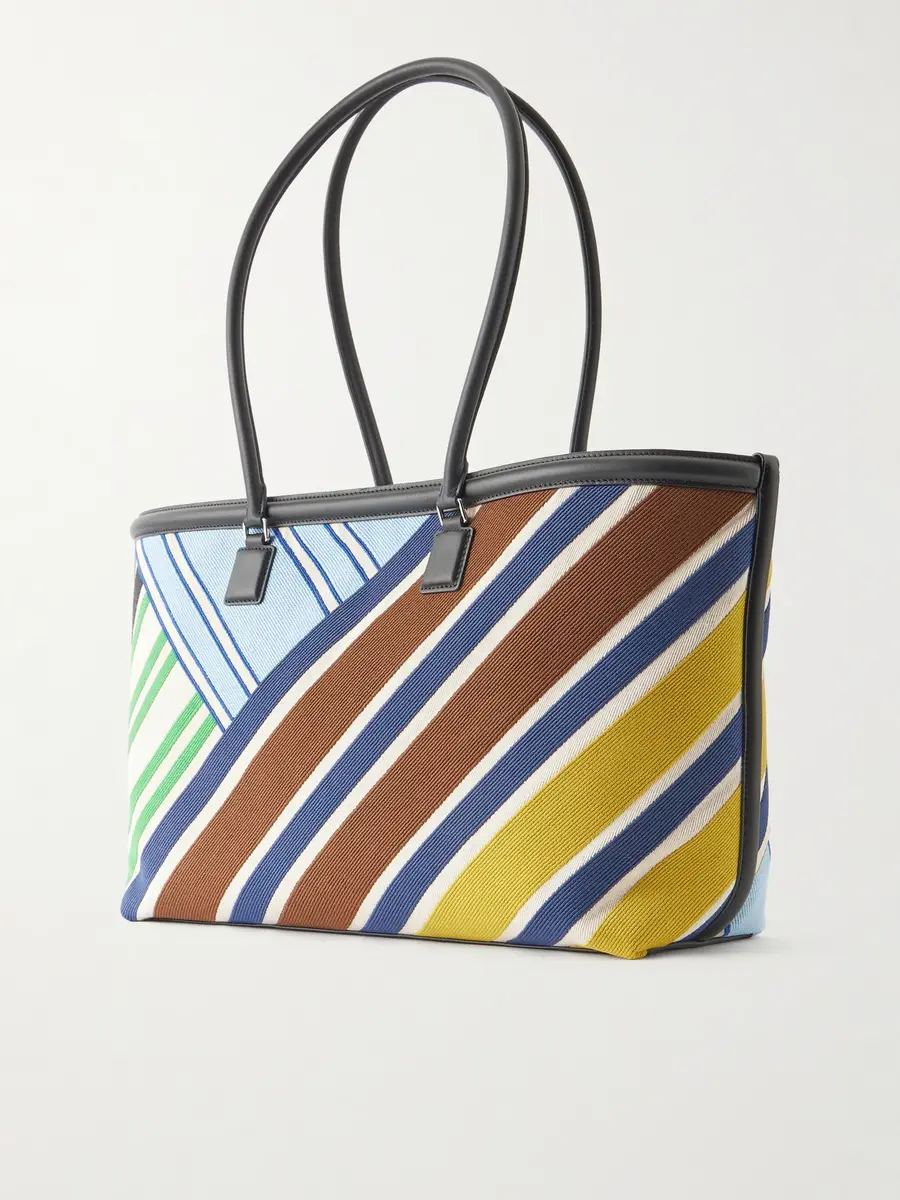 Loewe Verano Logo-Embroidered Striped Leather-Trimmed Canvas Tote - Men | Thumbnail 4 Loewe Verano Logo-Embroidered Striped Leather-Trimmed Canvas Tote - Men | Thumbnail 4