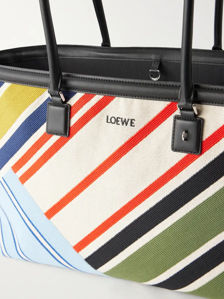 Loewe Verano Logo-Embroidered Striped Leather-Trimmed Canvas Tote - Men | Thumbnail 5 Loewe Verano Logo-Embroidered Striped Leather-Trimmed Canvas Tote - Men | Thumbnail 5