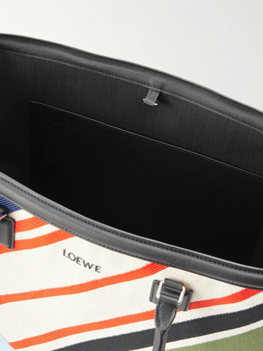 Loewe Verano Logo-Embroidered Striped Leather-Trimmed Canvas Tote - Men | Thumbnail 6 Loewe Verano Logo-Embroidered Striped Leather-Trimmed Canvas Tote - Men | Thumbnail 6