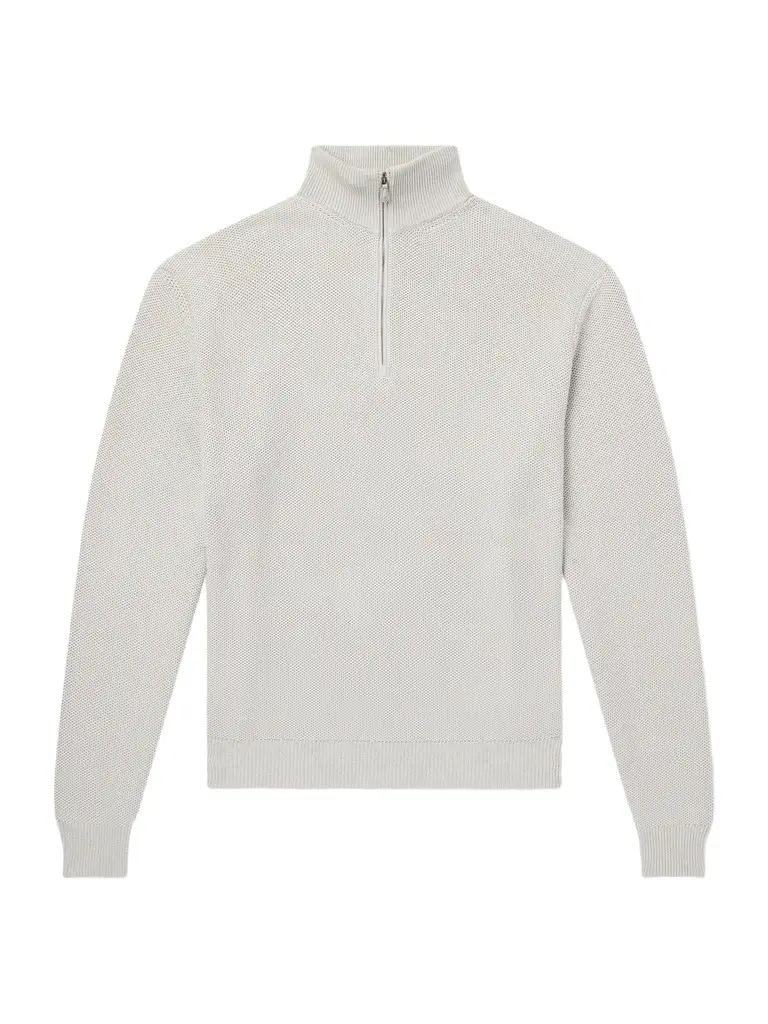 Ralph Lauren Purple Label Silk and Cotton-Blend Half-Zip Sweater - Men | Image 1 Ralph Lauren Purple Label Silk and Cotton-Blend Half-Zip Sweater - Men | Image 1