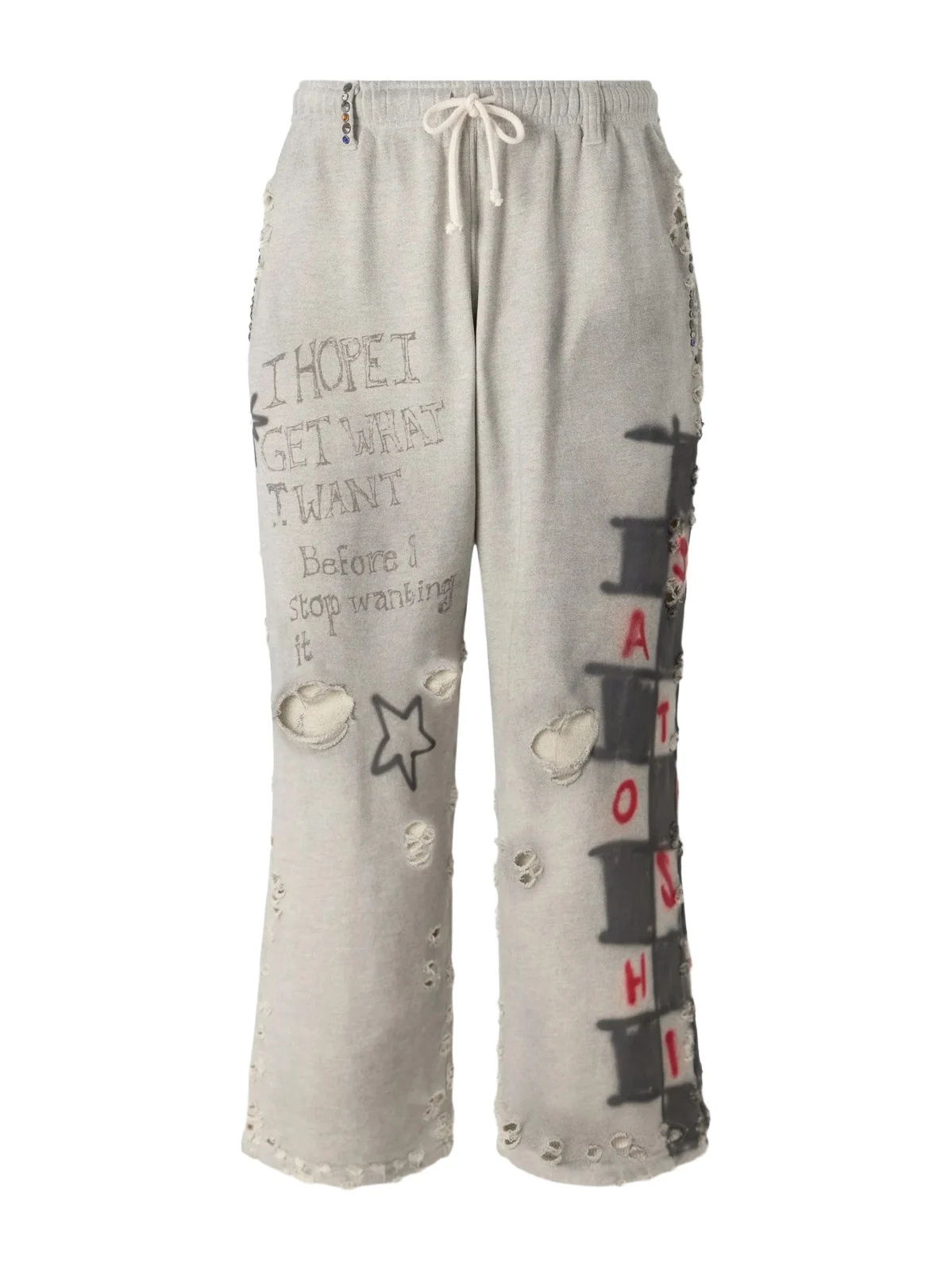 Get What I Want Printed Embellished Distressed Cotton-Jersey Sweatpants - Men