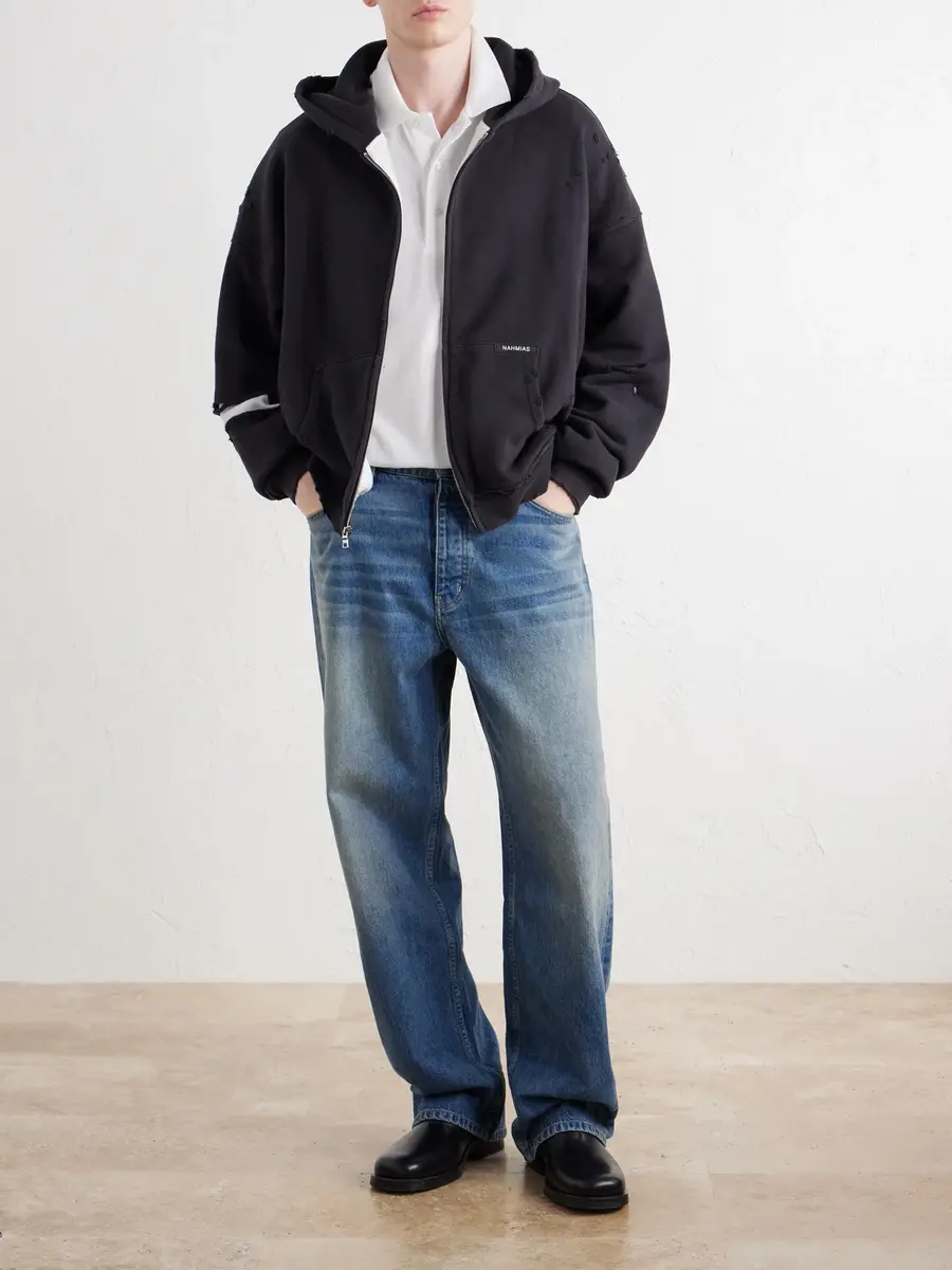 Nahmias Distressed Cotton-Jersey Zip-Up Hoodie - Men | Thumbnail 2 Nahmias Distressed Cotton-Jersey Zip-Up Hoodie - Men | Thumbnail 2