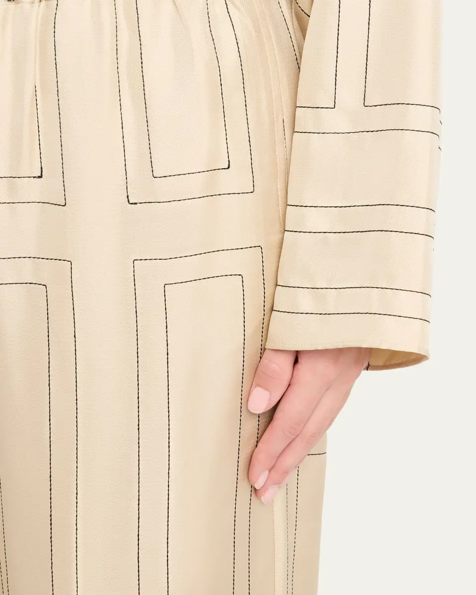 TOTEME Monogram-Embroidered Silk Pajama Pants | Thumbnail 5 TOTEME Monogram-Embroidered Silk Pajama Pants | Thumbnail 5