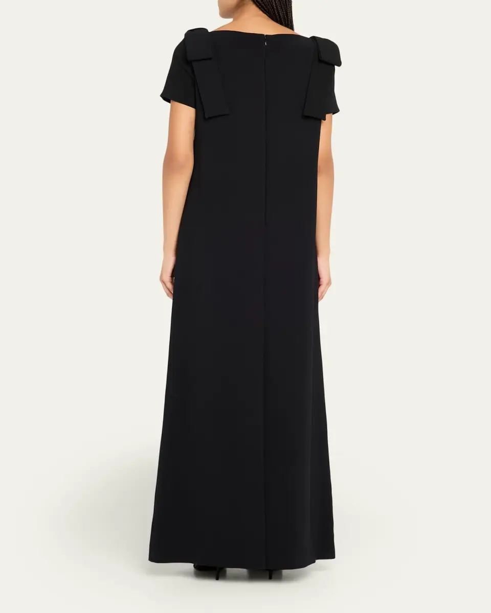 Carolina Herrera Shoulder Bow Crepe Column Gown | Thumbnail 3 Carolina Herrera Shoulder Bow Crepe Column Gown | Thumbnail 3