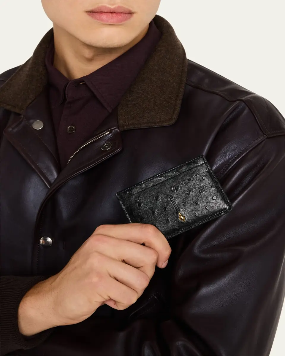 Jacques Marie Mage Men's Theodore Ostrich Card Case | Thumbnail 2 Jacques Marie Mage Men's Theodore Ostrich Card Case | Thumbnail 2