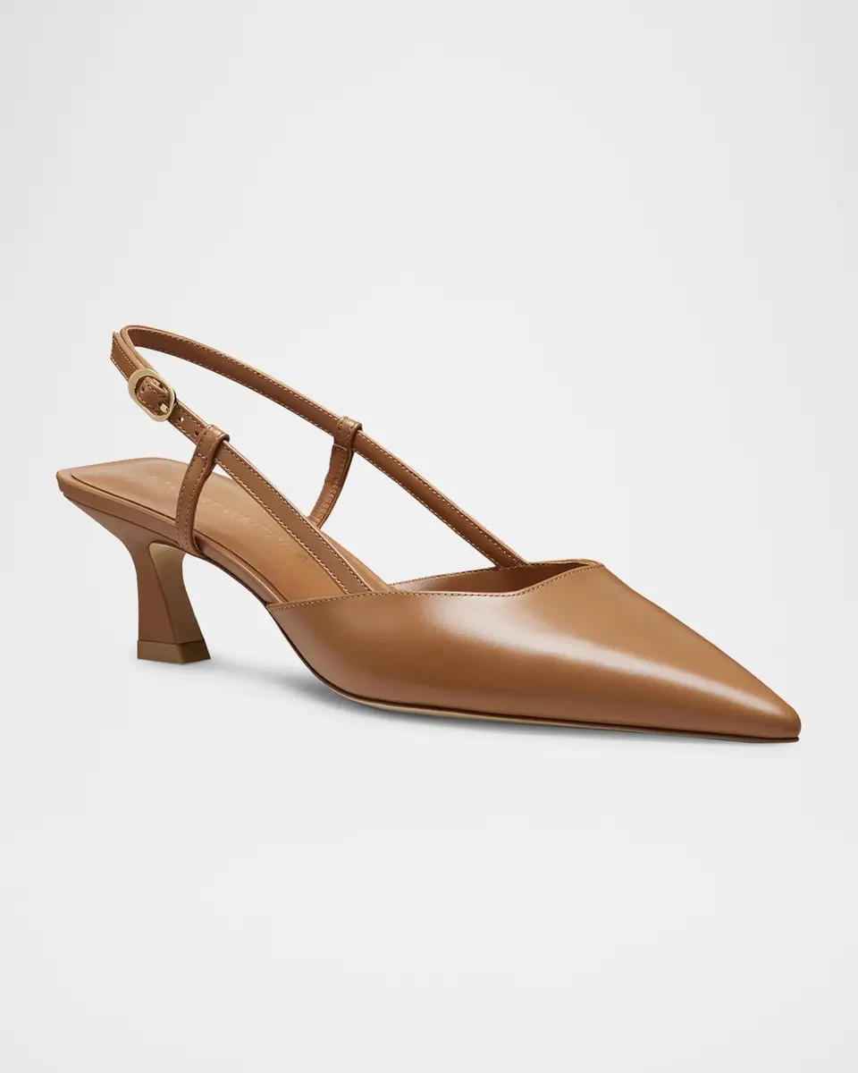 Stuart Weitzman Vinnie Leather Kitten Slingback Pumps | Thumbnail 2 Stuart Weitzman Vinnie Leather Kitten Slingback Pumps | Thumbnail 2