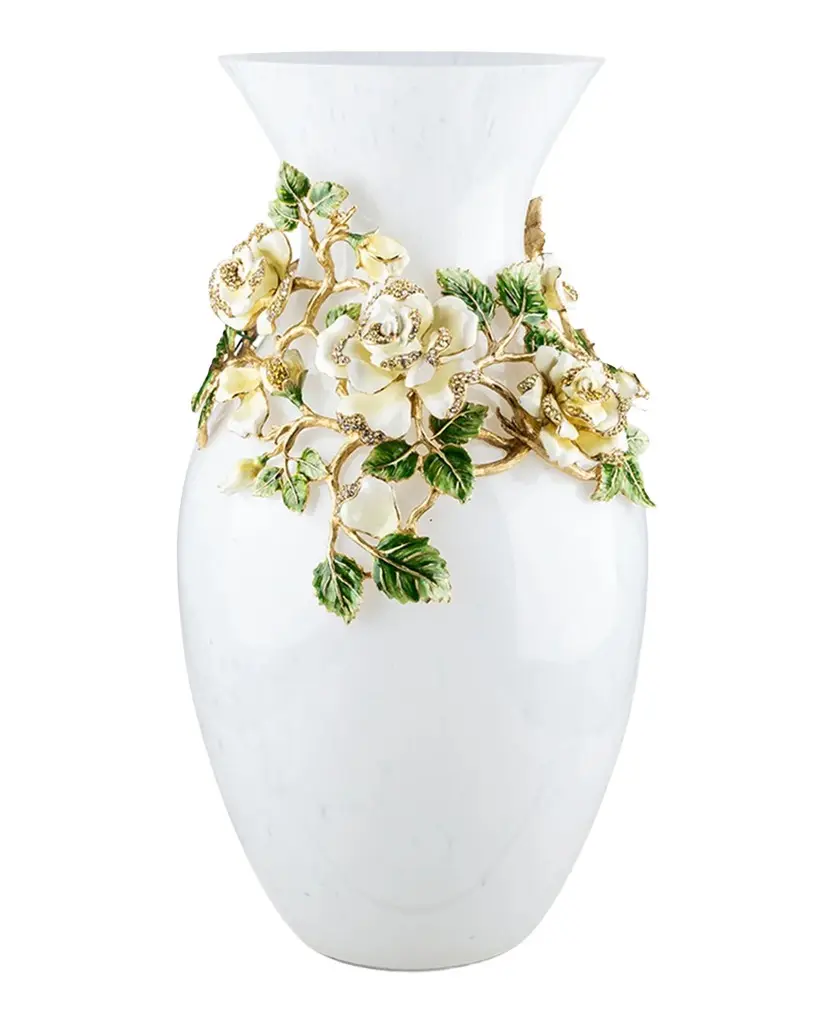 Jay Strongwater Gabrielle Rose Grand Vase, 19" | Image 1 Jay Strongwater Gabrielle Rose Grand Vase, 19" | Image 1