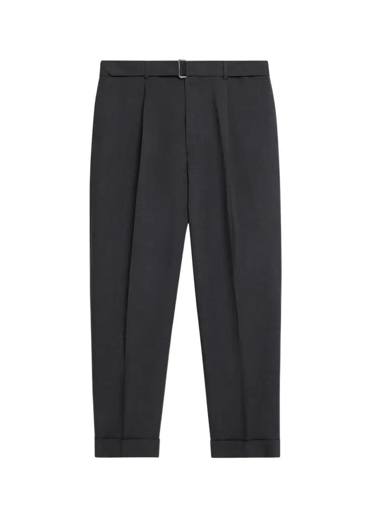OFFICINE GÉNÉRALE Men's Hugo Wool Self-Belt Pleated Pants | Image 1 OFFICINE GÉNÉRALE Men's Hugo Wool Self-Belt Pleated Pants | Image 1