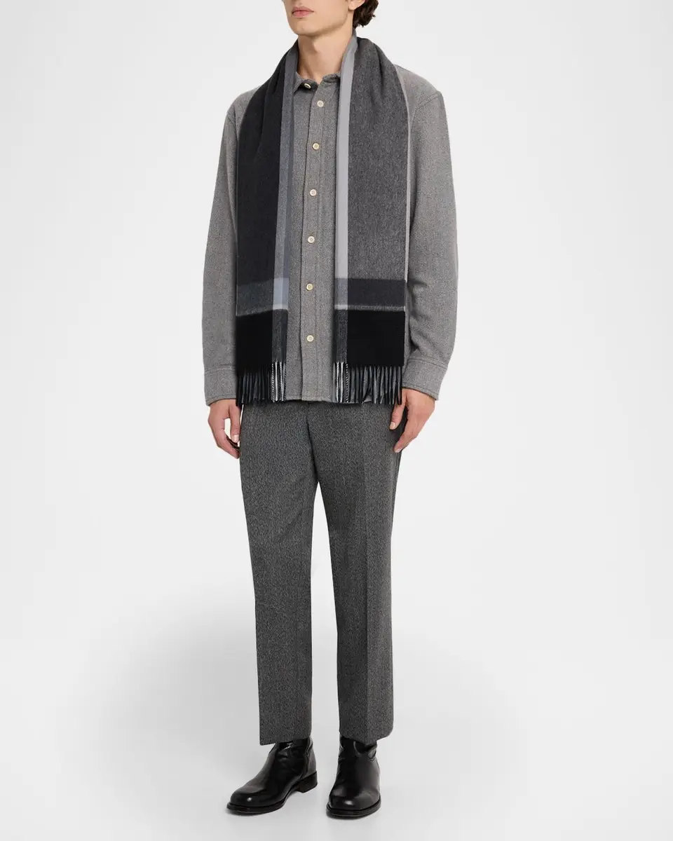 Neiman Marcus Men's Cashmere Exploded Plaid Scarf | Thumbnail 2 Neiman Marcus Men's Cashmere Exploded Plaid Scarf | Thumbnail 2