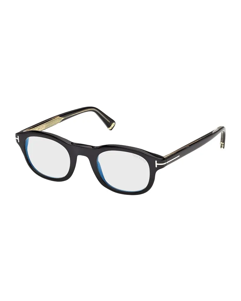 Tom Ford Men's T-Logo Acetate Round Eyeglasses | Image 1 Tom Ford Men's T-Logo Acetate Round Eyeglasses | Image 1