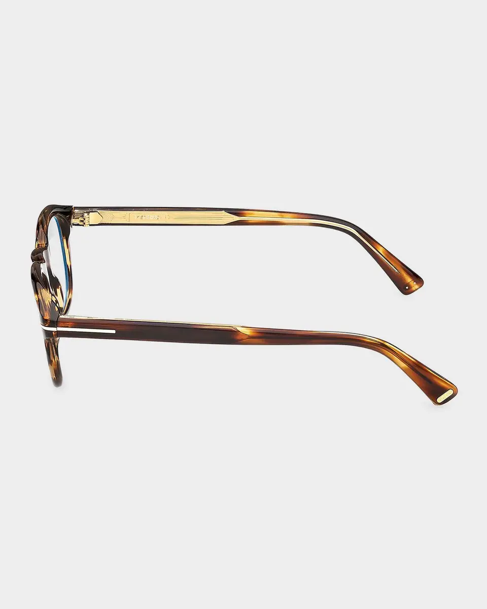 Tom Ford Men's T-Logo Acetate Round Eyeglasses | Thumbnail 4 Tom Ford Men's T-Logo Acetate Round Eyeglasses | Thumbnail 4