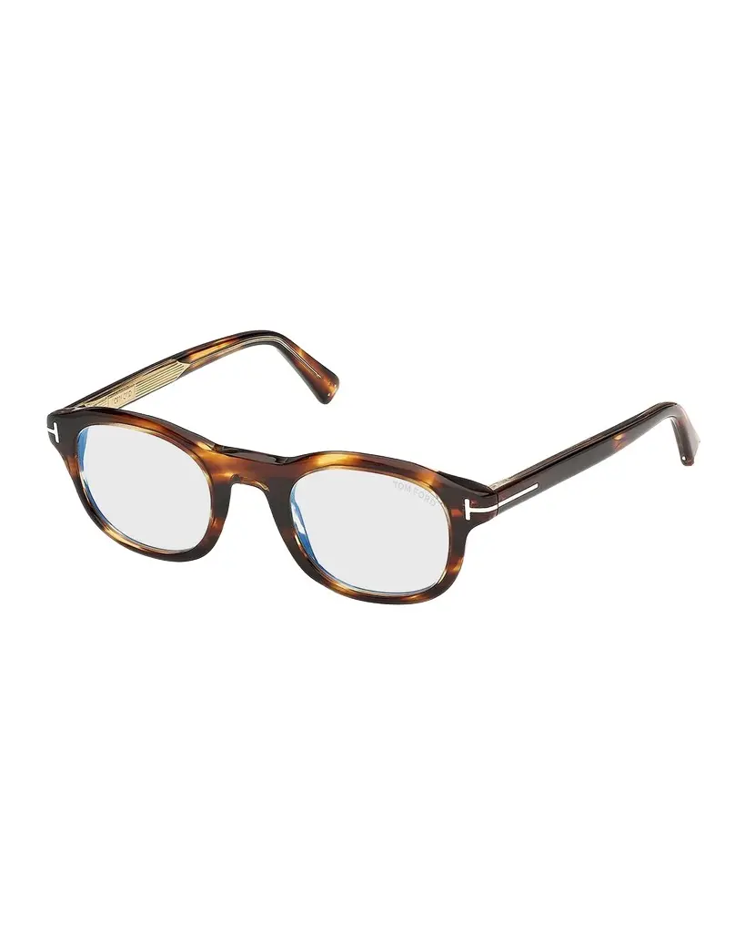 Tom Ford Men's T-Logo Acetate Round Eyeglasses | Image 1 Tom Ford Men's T-Logo Acetate Round Eyeglasses | Image 1