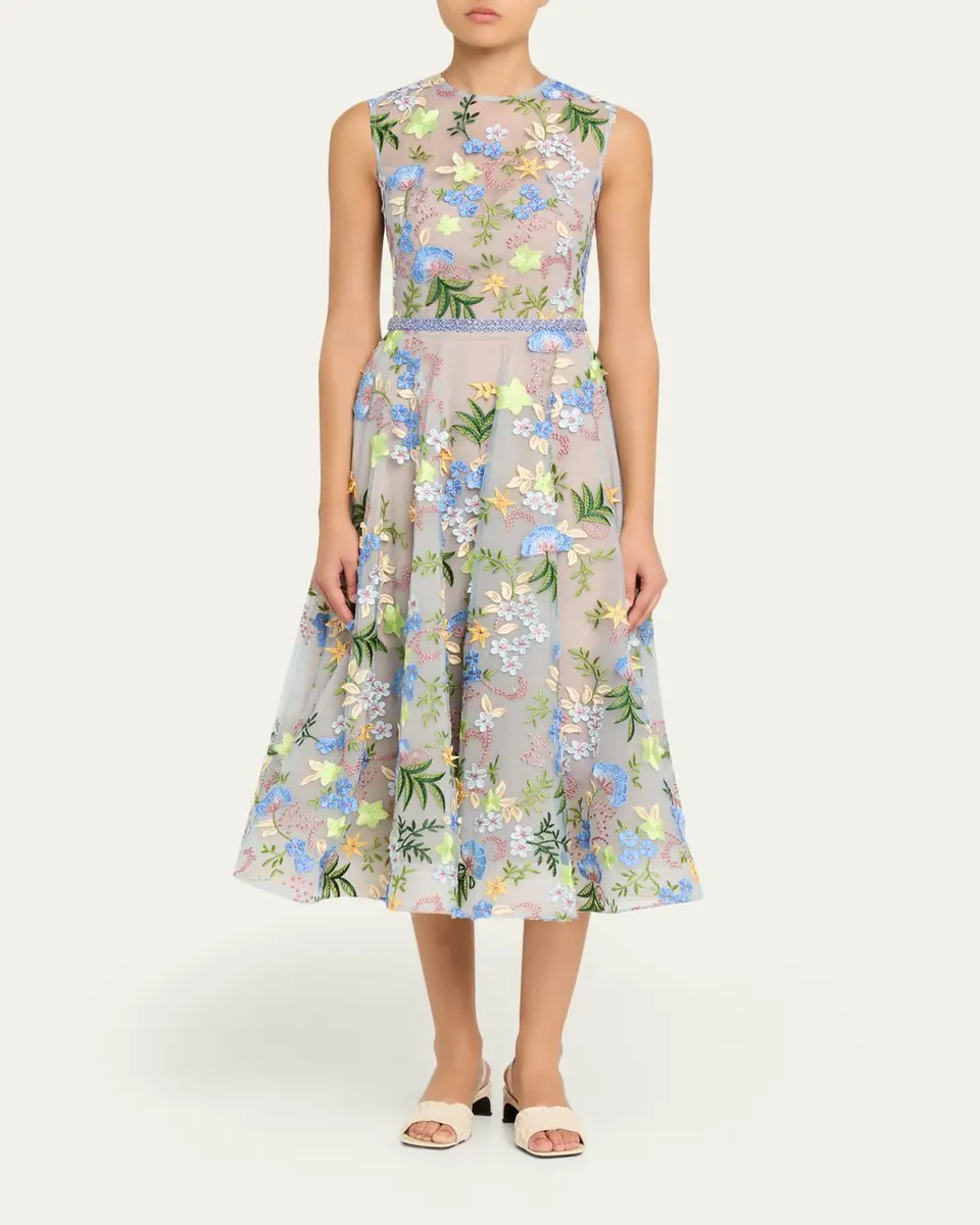Bronx and Banco Saba Beaded Floral Applique Midi Dress | Thumbnail 2 Bronx and Banco Saba Beaded Floral Applique Midi Dress | Thumbnail 2