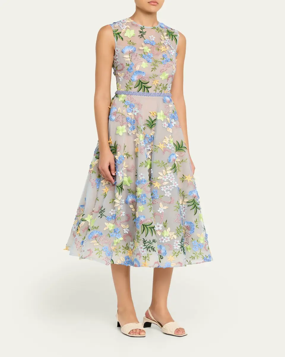Bronx and Banco Saba Beaded Floral Applique Midi Dress | Thumbnail 4 Bronx and Banco Saba Beaded Floral Applique Midi Dress | Thumbnail 4