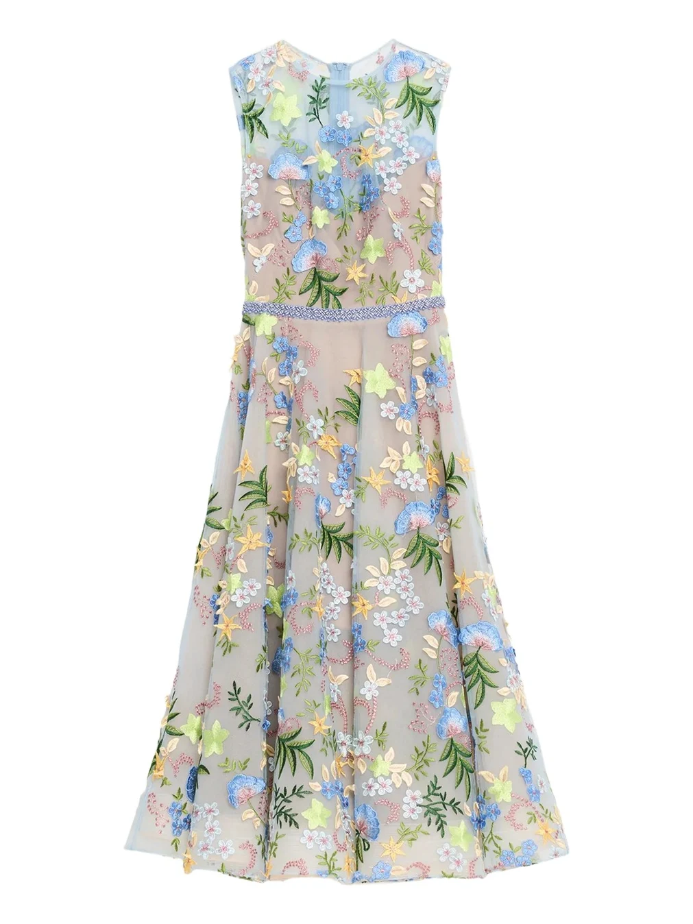 Bronx and Banco Saba Beaded Floral Applique Midi Dress