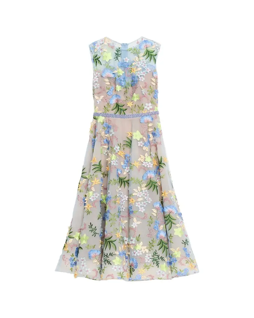 Bronx and Banco Saba Beaded Floral Applique Midi Dress | Image 1 Bronx and Banco Saba Beaded Floral Applique Midi Dress | Image 1