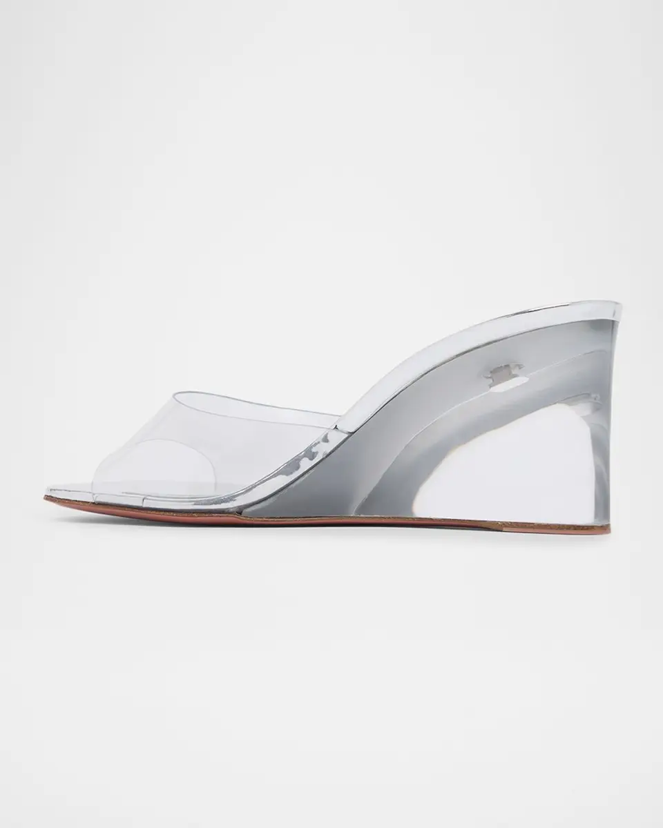 Amina Muaddi 70mm Lupita Transparent Wedge Mules | Thumbnail 2 Amina Muaddi 70mm Lupita Transparent Wedge Mules | Thumbnail 2