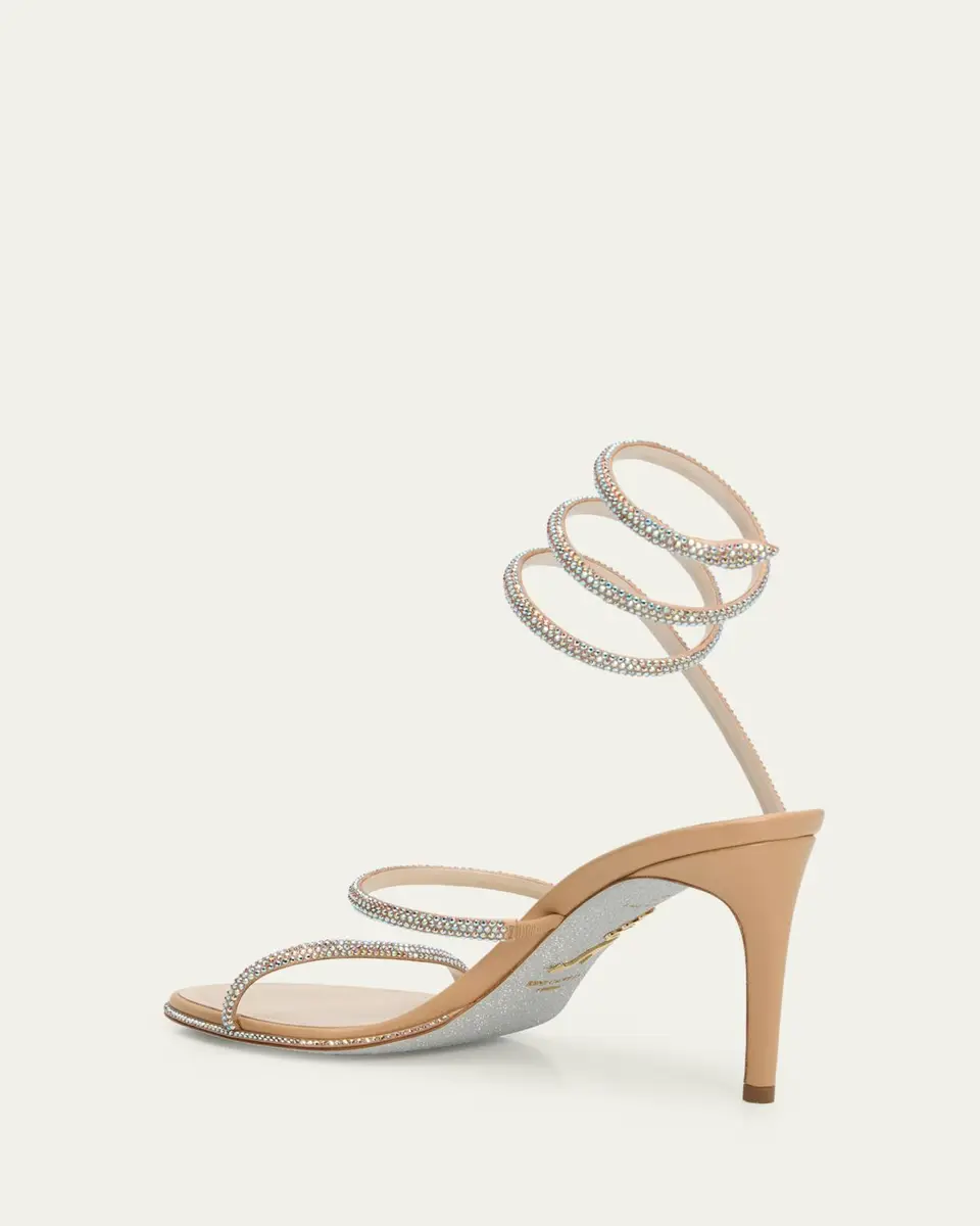 René Caovilla 80mm Cleo Embellished Leather Snake-Wrap Sandals | Thumbnail 4