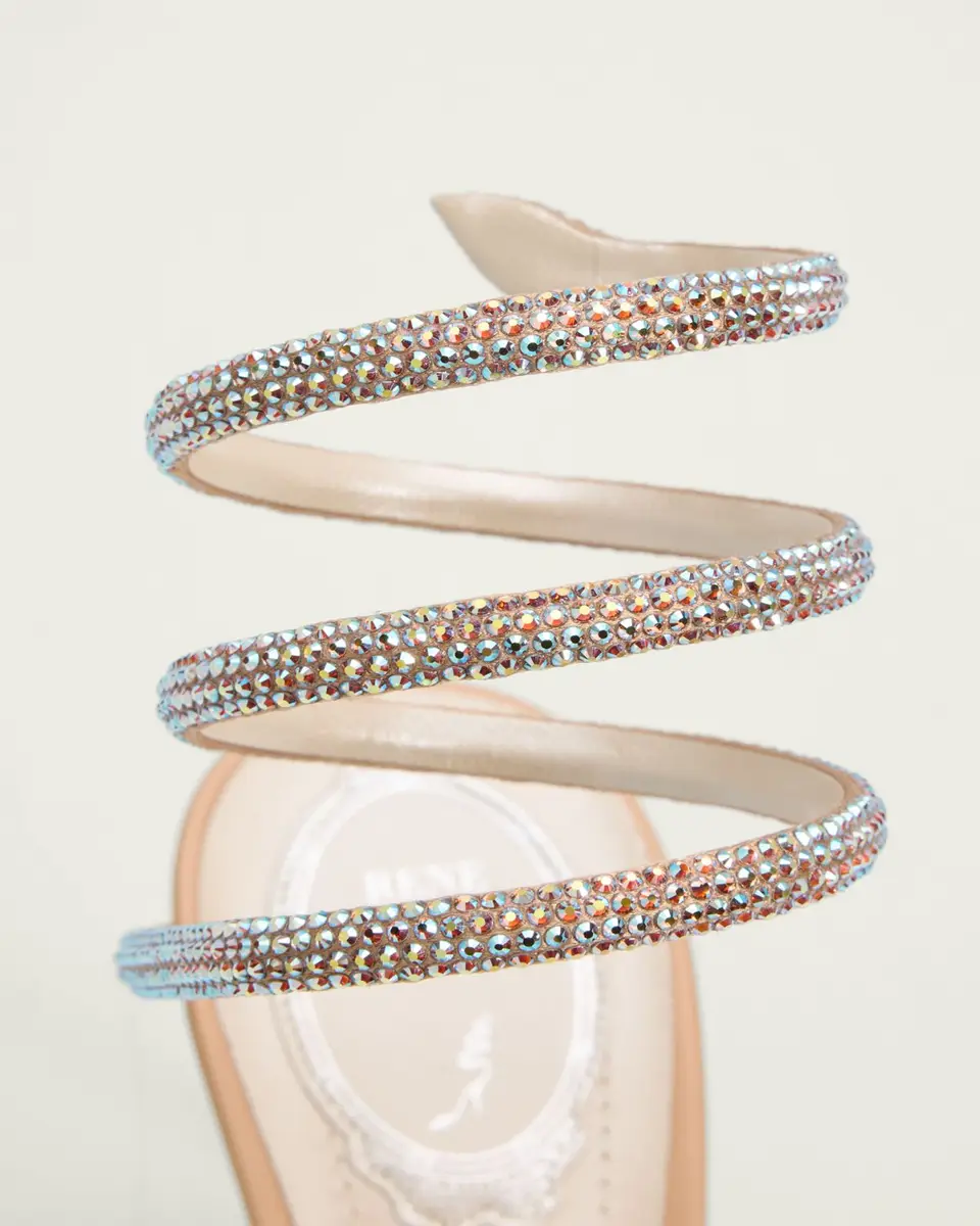 René Caovilla 80mm Cleo Embellished Leather Snake-Wrap Sandals | Thumbnail 5