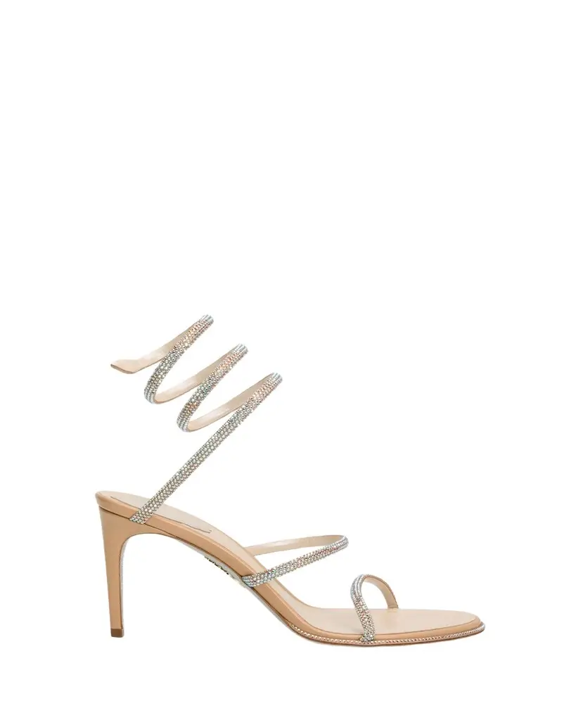 Rene Caovilla 80mm Cleo Embellished Leather Snake-Wrap Sandals | Image 1 Rene Caovilla 80mm Cleo Embellished Leather Snake-Wrap Sandals | Image 1