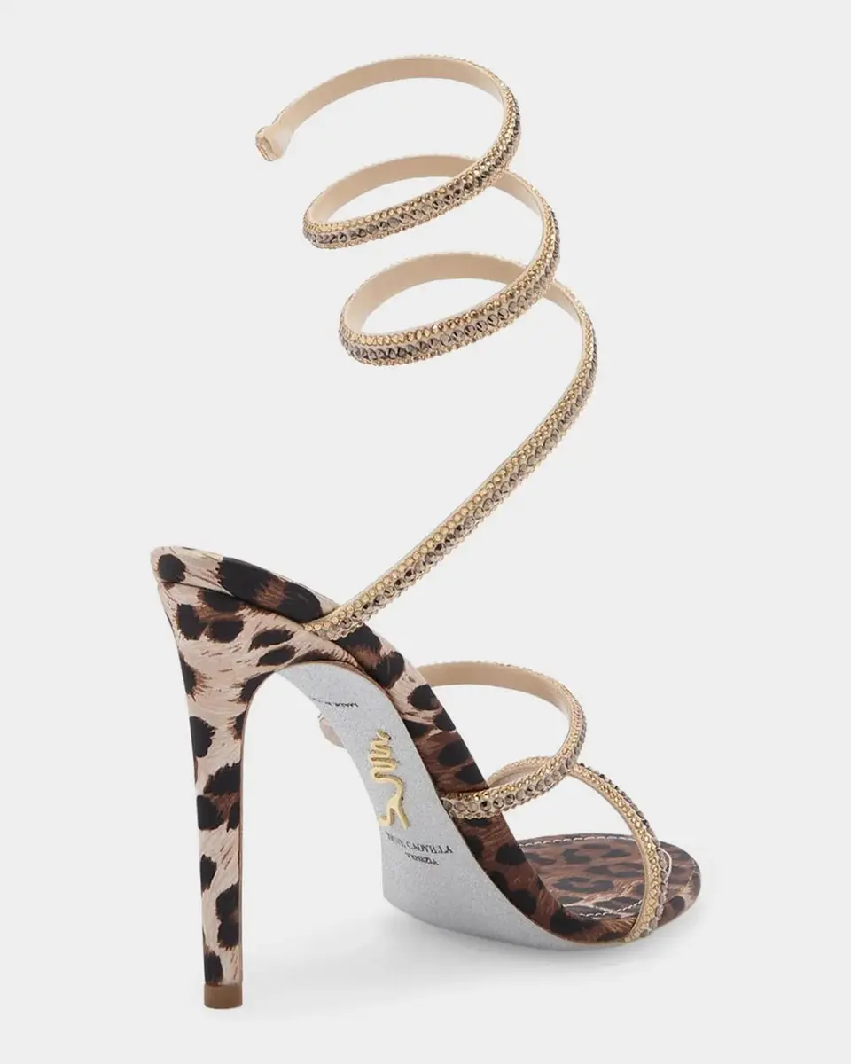 René Caovilla Cleo Animalier 105MM Satin Sandals | Thumbnail 3 René Caovilla Cleo Animalier 105MM Satin Sandals | Thumbnail 3