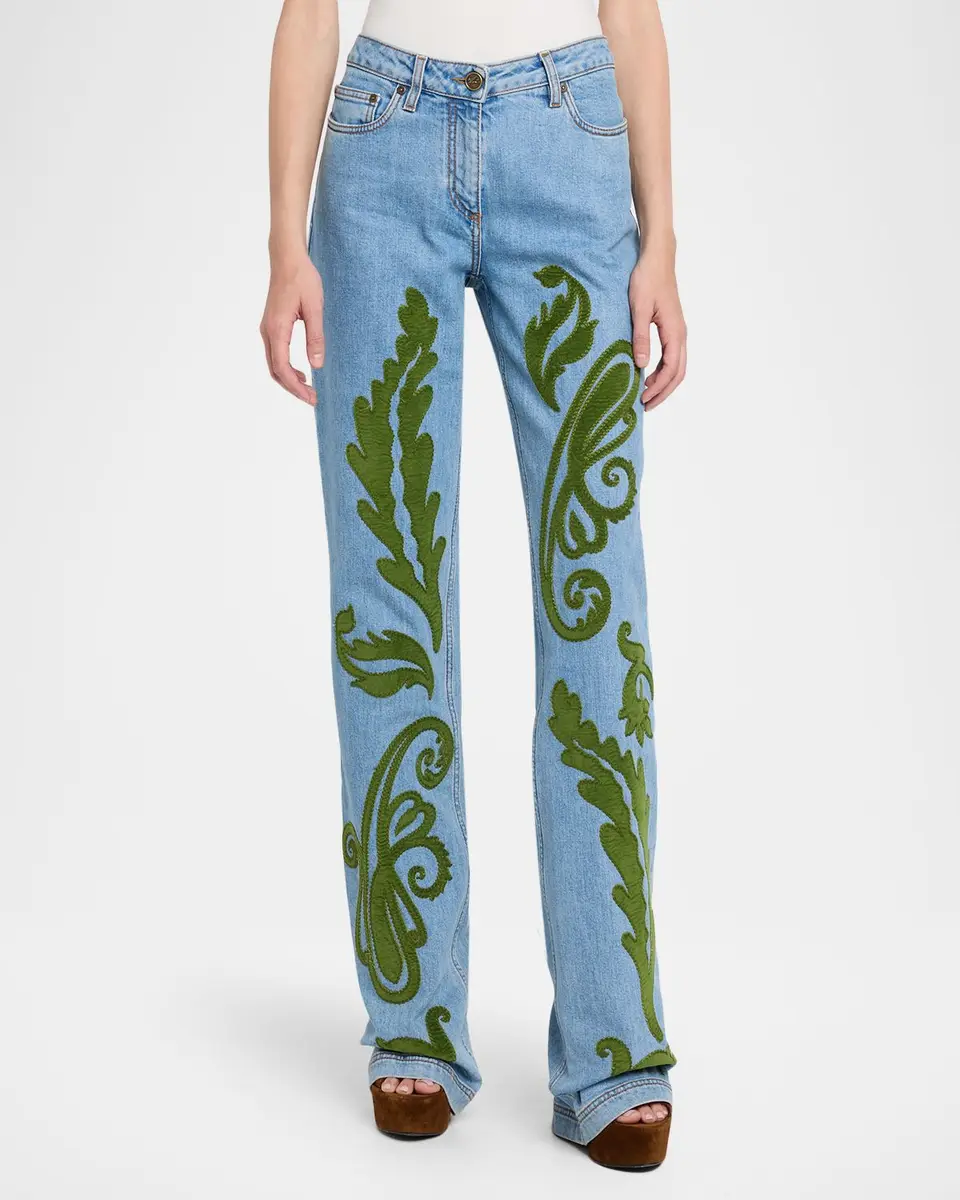 Etro Paisley-Print Denim Straight-Leg Jeans | Thumbnail 4 Etro Paisley-Print Denim Straight-Leg Jeans | Thumbnail 4
