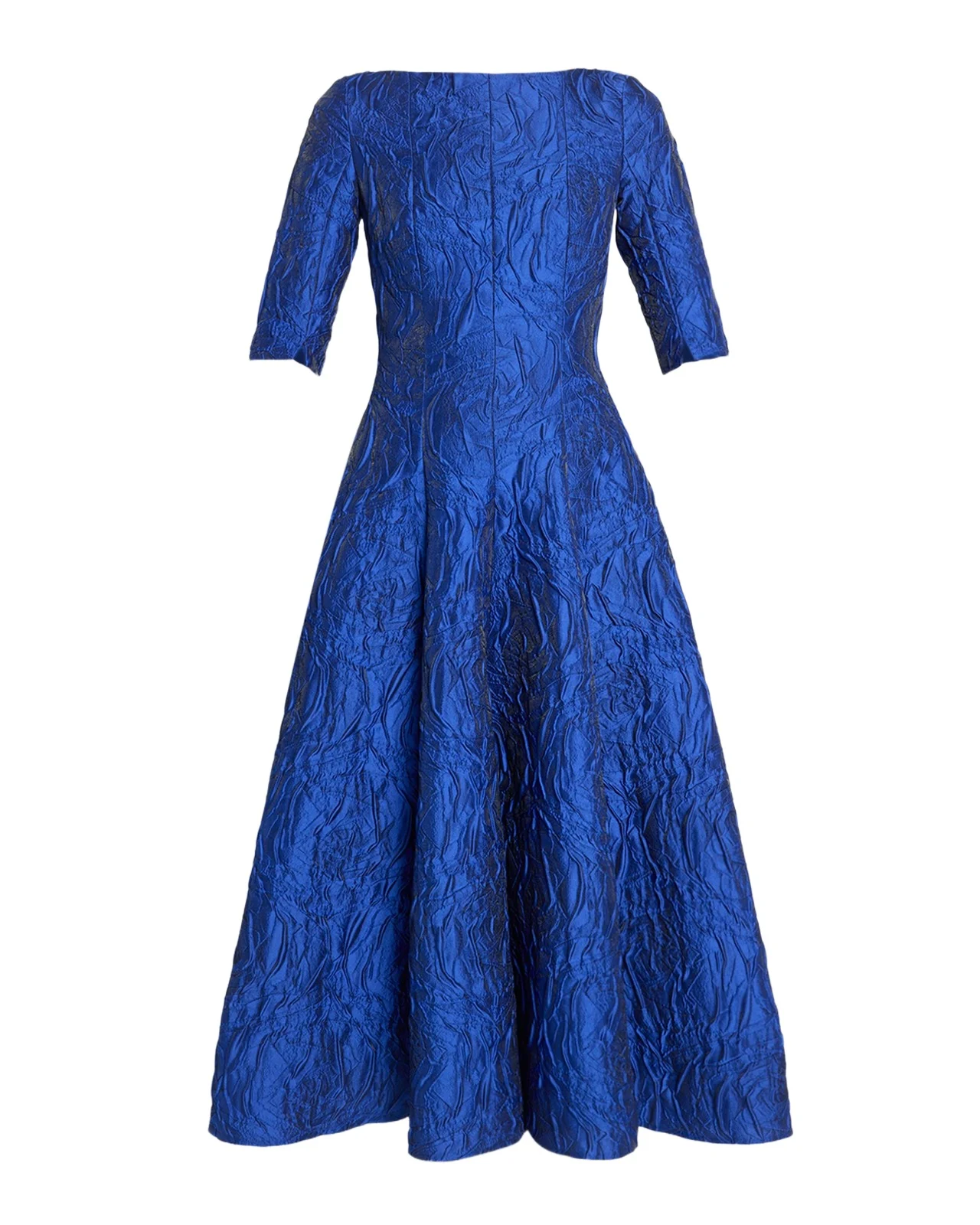 Talbot Runhof Boat-Neck Poiret Rose Jacquard Midi Cocktail Dress