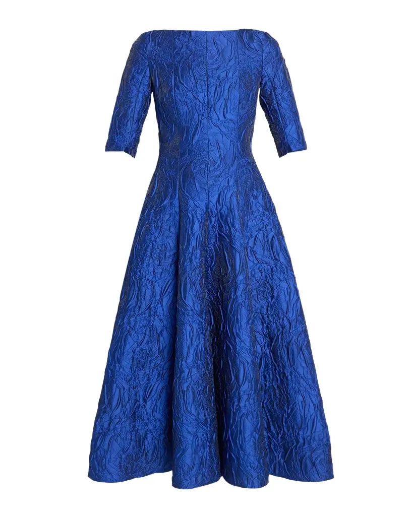 Talbot Runhof Boat-Neck Poiret Rose Jacquard Midi Cocktail Dress | Image 1 Talbot Runhof Boat-Neck Poiret Rose Jacquard Midi Cocktail Dress | Image 1