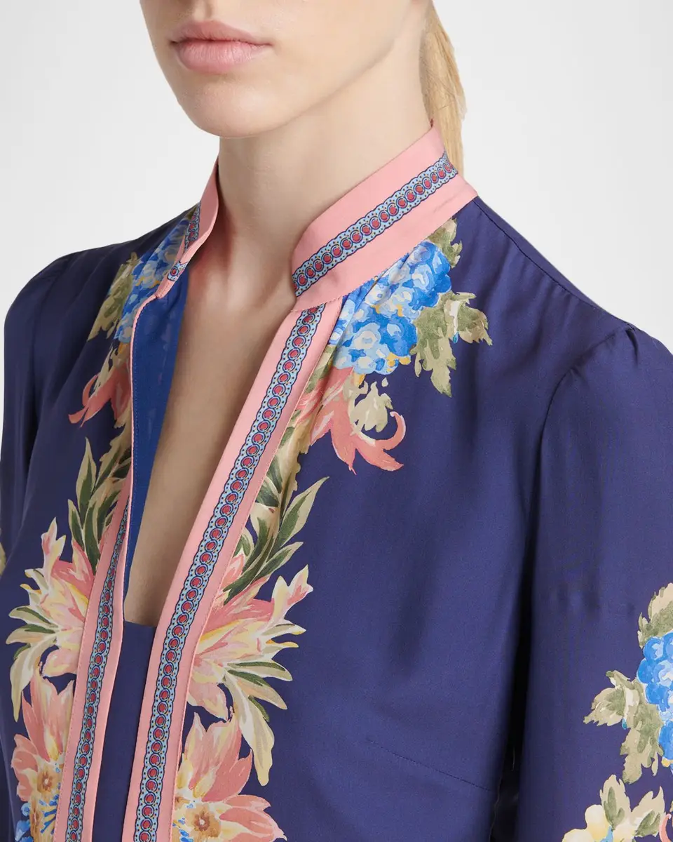 Etro V-Neck Floral-Print Long-Sleeve Midi Dress | Thumbnail 5 Etro V-Neck Floral-Print Long-Sleeve Midi Dress | Thumbnail 5