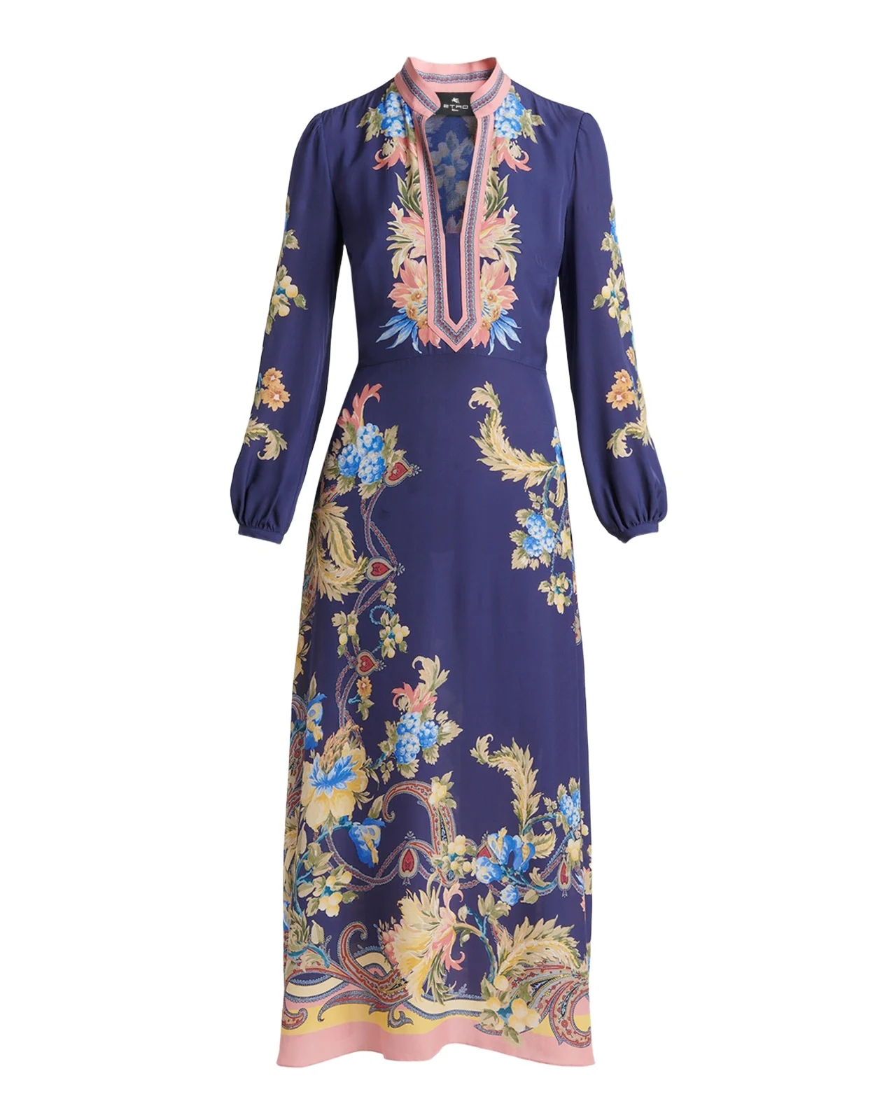 V-Neck Floral-Print Long-Sleeve Midi Dress V-Neck Floral-Print Long-Sleeve Midi Dress