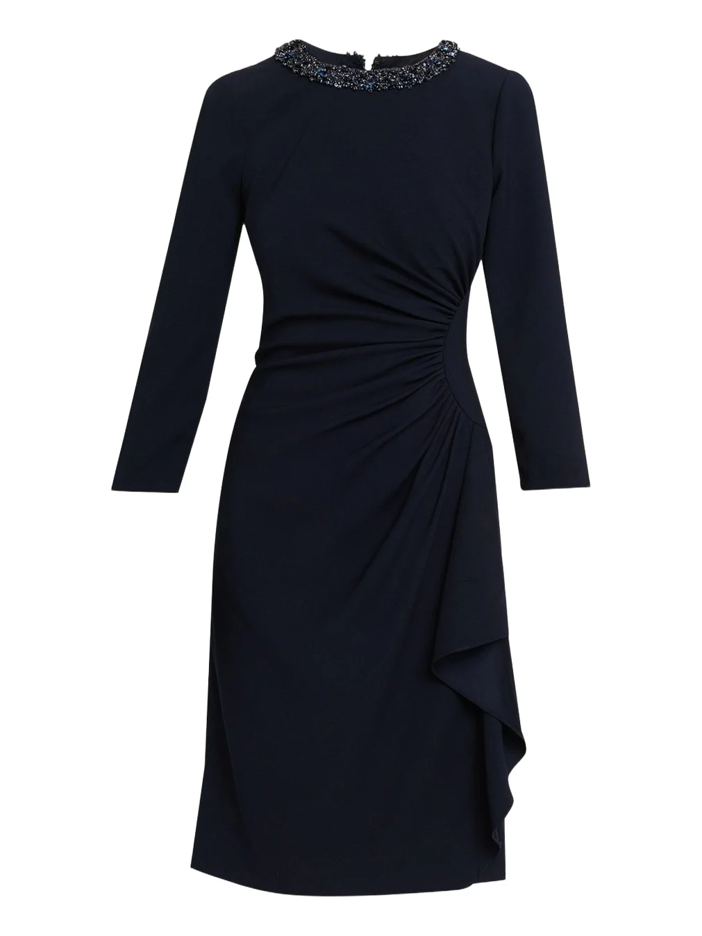 Rickie Freeman for Teri Jon Beaded Draped Crepe Dress