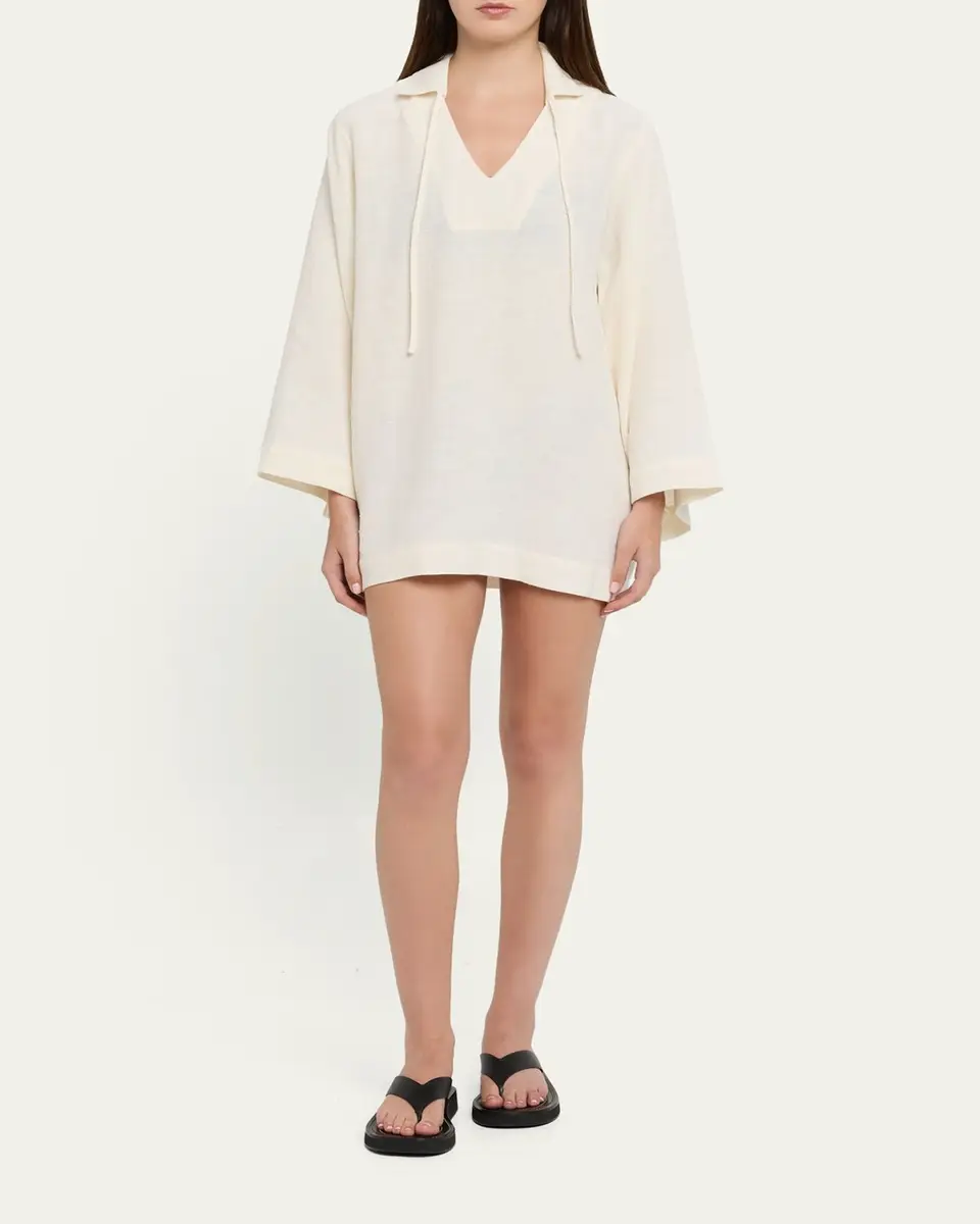Lisa Marie Fernandez Linen-Blend Tunic Coverup | Thumbnail 2 Lisa Marie Fernandez Linen-Blend Tunic Coverup | Thumbnail 2