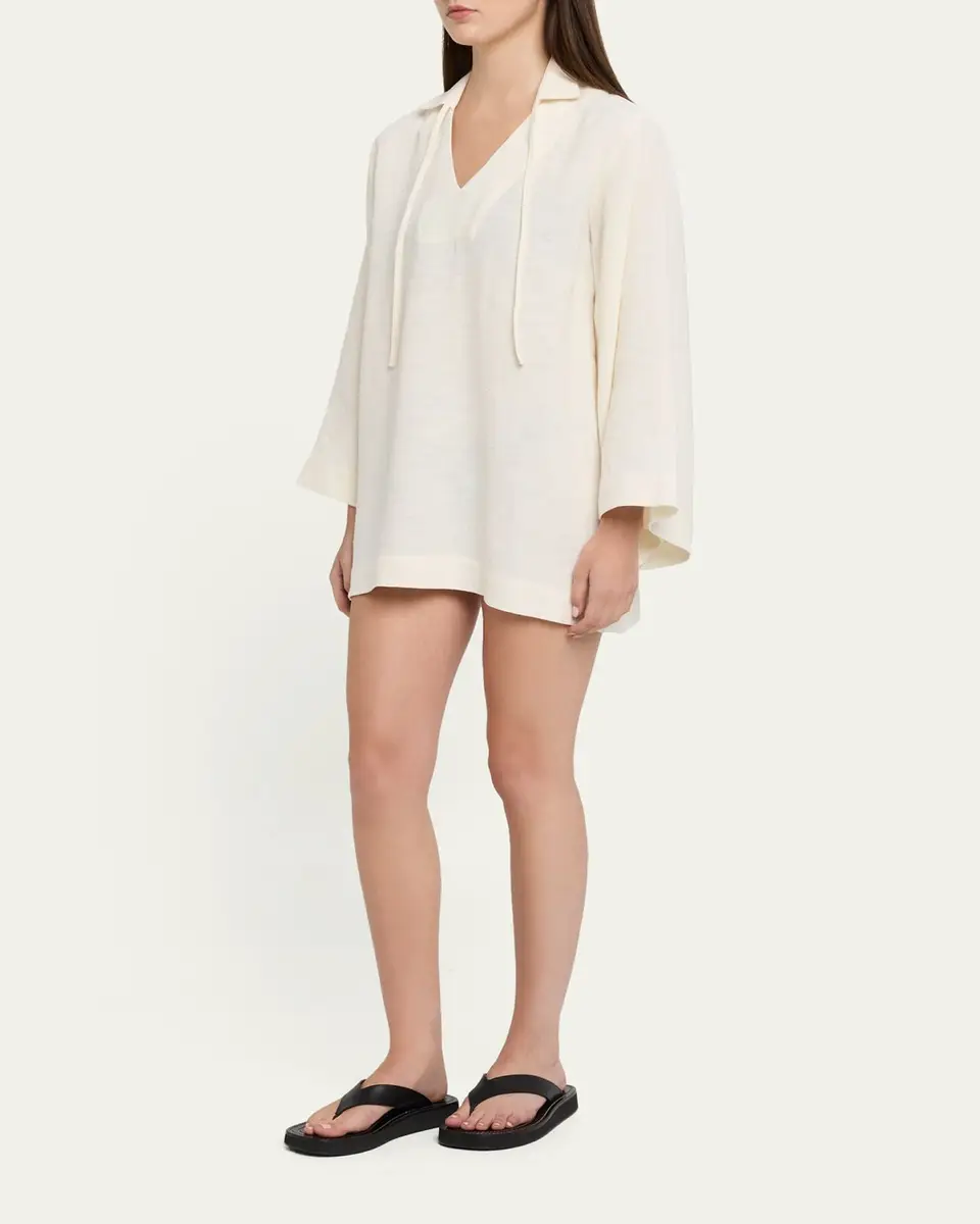 Lisa Marie Fernandez Linen-Blend Tunic Coverup | Thumbnail 4 Lisa Marie Fernandez Linen-Blend Tunic Coverup | Thumbnail 4