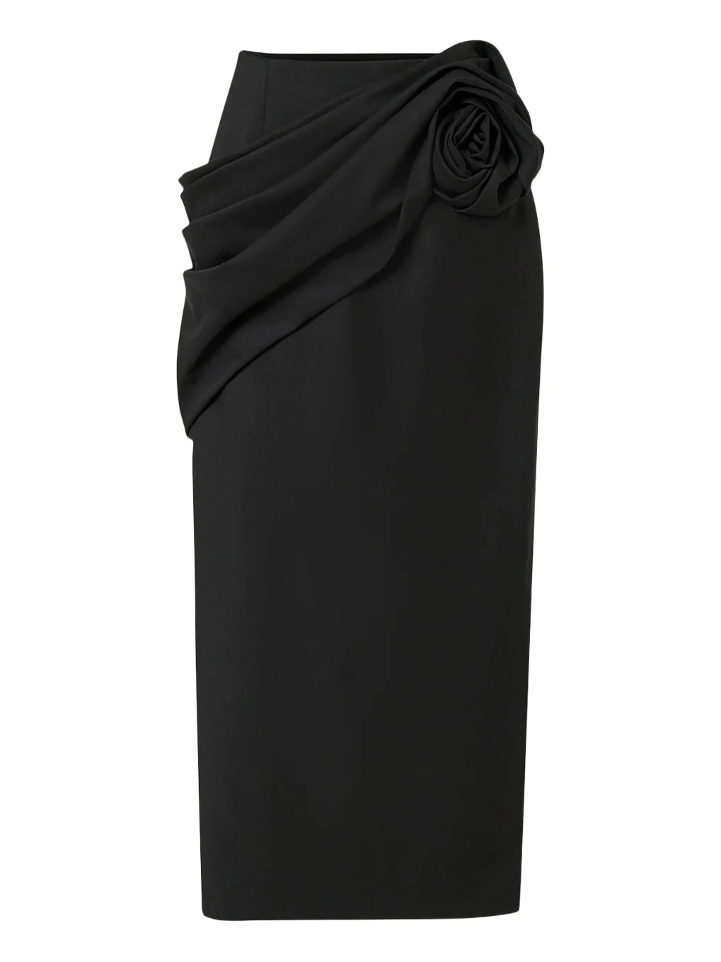 Carolina Herrera Draped Rose Slit Midi Skirt