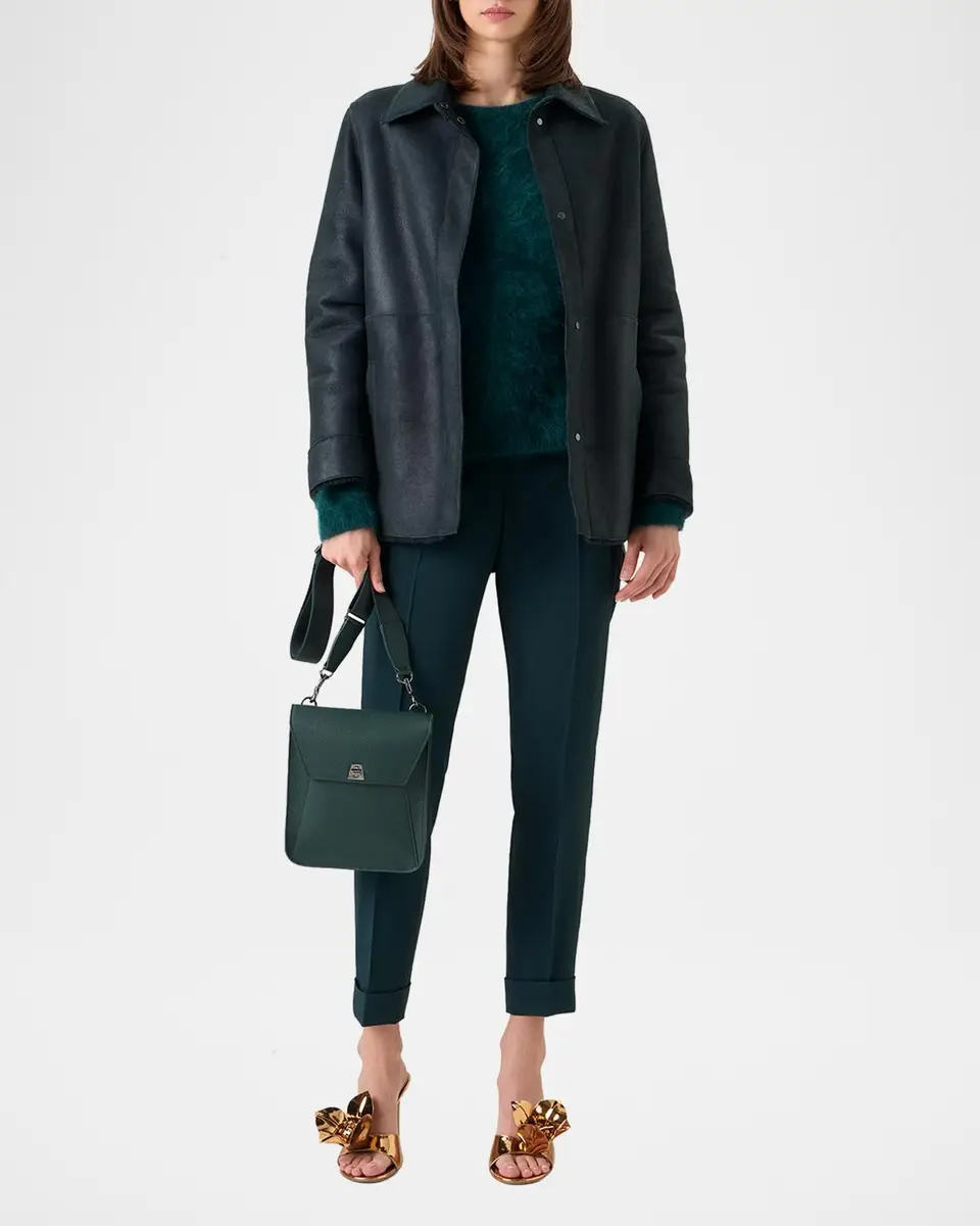 Akris Harper Reversible Lamb Shearling Single-Breasted Jacket | Thumbnail 2 Akris Harper Reversible Lamb Shearling Single-Breasted Jacket | Thumbnail 2