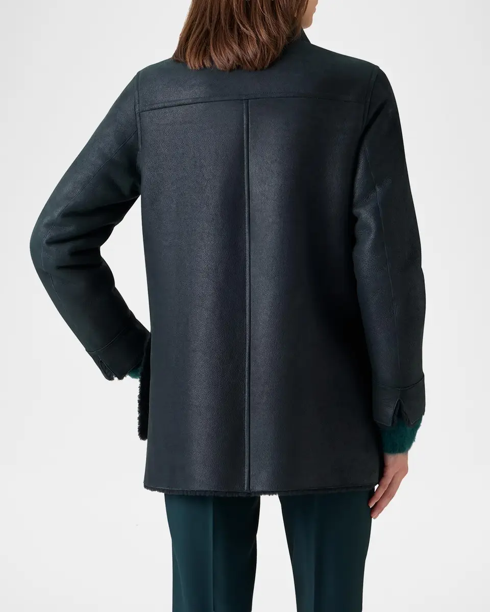 Akris Harper Reversible Lamb Shearling Single-Breasted Jacket | Thumbnail 3 Akris Harper Reversible Lamb Shearling Single-Breasted Jacket | Thumbnail 3