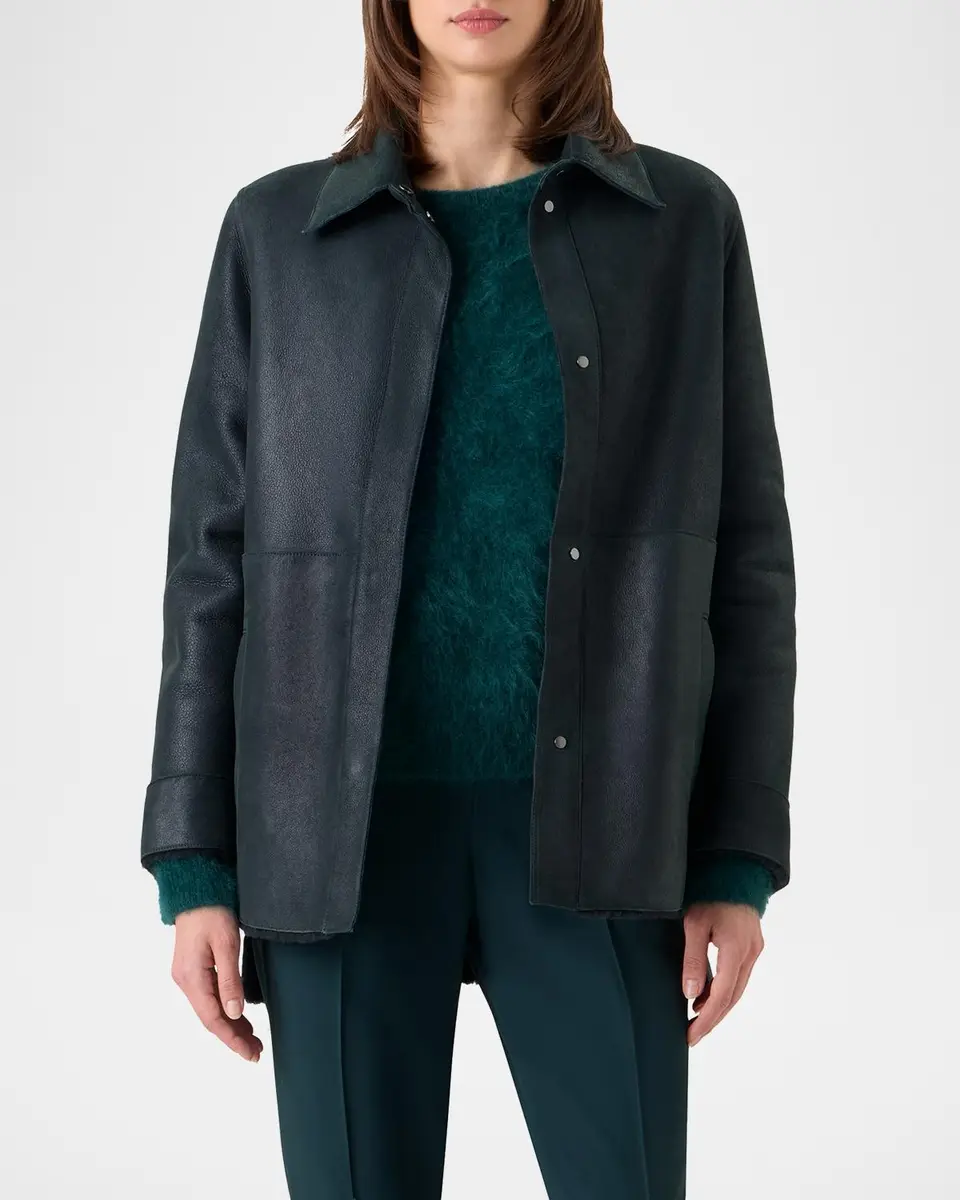 Akris Harper Reversible Lamb Shearling Single-Breasted Jacket | Thumbnail 4 Akris Harper Reversible Lamb Shearling Single-Breasted Jacket | Thumbnail 4