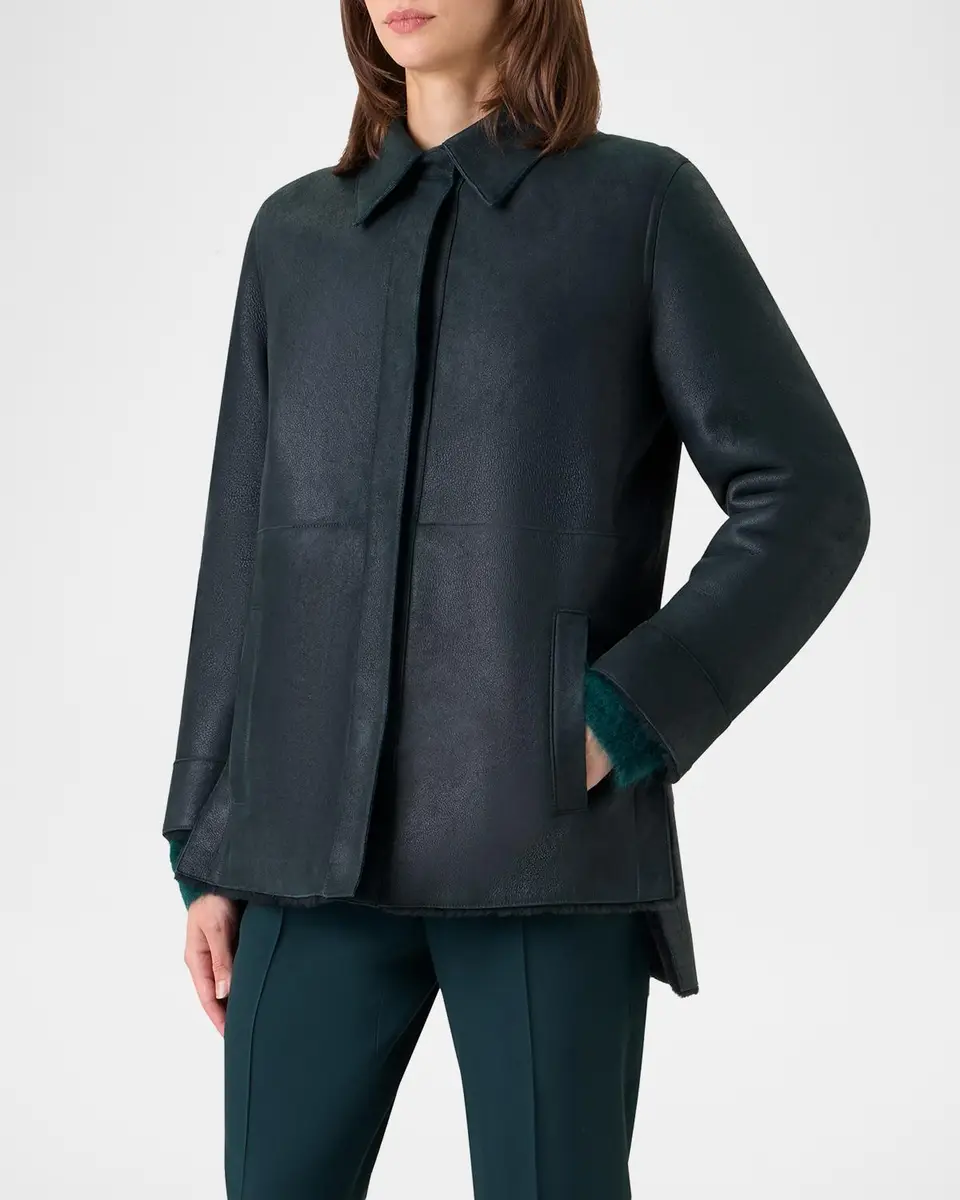 Akris Harper Reversible Lamb Shearling Single-Breasted Jacket | Thumbnail 6 Akris Harper Reversible Lamb Shearling Single-Breasted Jacket | Thumbnail 6